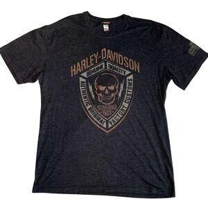Harley-Davidson T-Shirt Men's Dark Gray Skull Graphic Short Sleeve Biker - XL